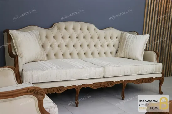 ست مبلمان ۷ نفره کلاسیک منبت چوبی رومینا کد ۳ خرید مبل باروس 4