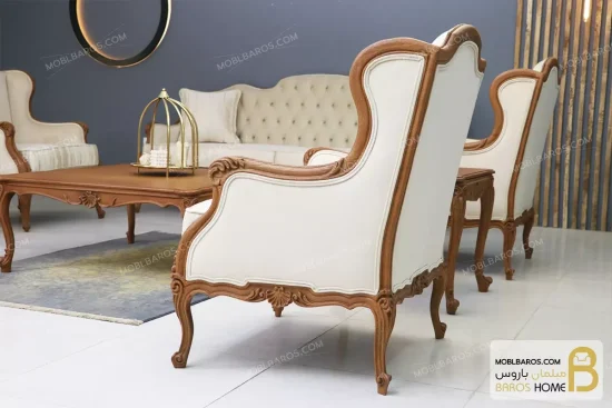 ست مبلمان ۷ نفره کلاسیک منبت چوبی رومینا کد ۳ خرید مبل باروس 6