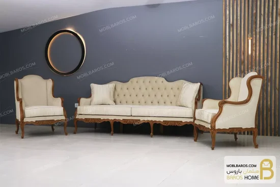 ست مبلمان ۷ نفره کلاسیک منبت چوبی رومینا کد ۳ خرید مبل باروس 8
