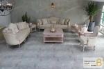 ست مبلمان ۸ نفره کلاسیک و چوبی مدل جورجیا و مبل تک‌نفره روما پلاس خرید مبل باروس 11