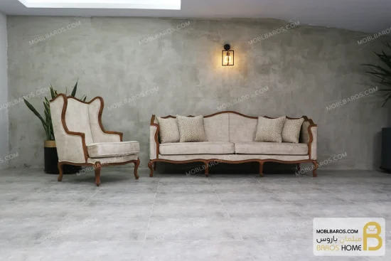 ست مبلمان ۹ نفره کلاسیک منبت چوبی رومینا کد ۴ خرید مبل باروس 10