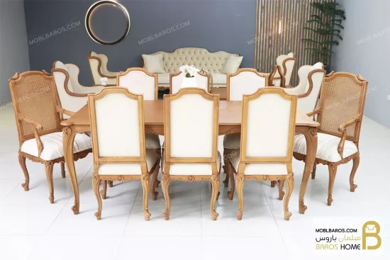 میز ناهار خوری کلاسیک طرح دار و ترکیبی مدل رومینا کد ۲ خرید مبل باروس 1