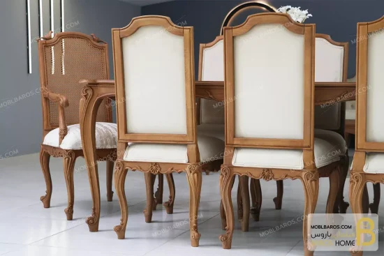 میز ناهار خوری کلاسیک طرح دار و ترکیبی مدل رومینا کد ۲ خرید مبل باروس 3