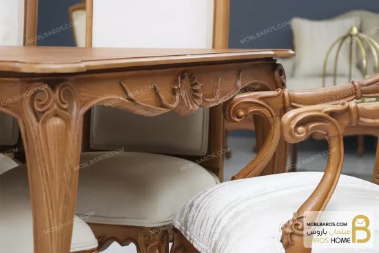 میز ناهار خوری کلاسیک طرح دار و ترکیبی مدل رومینا کد ۲ خرید مبل باروس 6