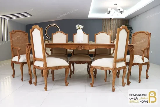 میز ناهار خوری کلاسیک طرح دار و ترکیبی مدل رومینا کد ۲ خرید مبل باروس 7