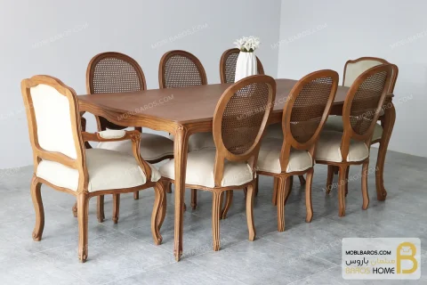 میز ناهارخوری چوبی ابزاری با صندلی فرانسوی و لویی خرید مبل باروس 2