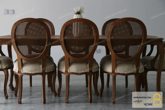میز ناهارخوری چوبی ابزاری با صندلی فرانسوی و لویی خرید مبل باروس 4