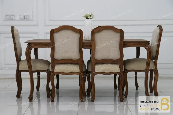 میز ناهارخوری کلاسیک و چوبی مدل ابزاری فرانسوی کد ۲ خرید مبل باروس 2