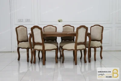 میز ناهارخوری کلاسیک و چوبی مدل ابزاری فرانسوی کد ۲ خرید مبل باروس 3