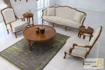 نیم ست مبل ۵ نفره چوبی کلاسیک راشل پلاس شاخدار و تک فرانسوی خرید مبل باروس 4