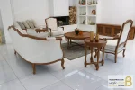 نیم ست مبل ۵ نفره چوبی کلاسیک راشل پلاس شاخدار و تک فرانسوی خرید مبل باروس 5