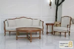 نیم ست مبل ۵ نفره چوبی کلاسیک راشل پلاس شاخدار و تک فرانسوی خرید مبل باروس 6