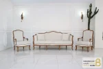 نیم ست مبل ۵ نفره چوبی کلاسیک راشل پلاس شاخدار و تک فرانسوی خرید مبل باروس 7