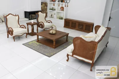 نیم ست مبلمان ۵ نفره چوبی کلاسیک مدل کینگ خرید مبل باروس 6