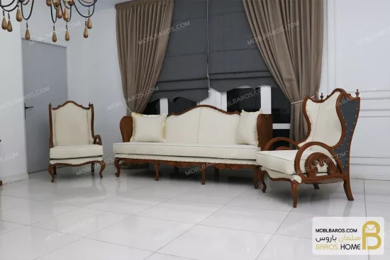 نیم ست مبلمان ۵ نفره چوبی کلاسیک مدل کینگ خرید مبل باروس 9