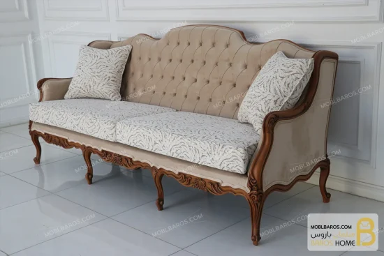 کاناپه و مبل نئوکلاسیک چوبی رومینا خرید مبل باروس 13