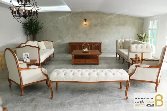 ست مبلمان ترکیبی گندم و چستر لمسه کد ۴ خرید مبل باروس 5