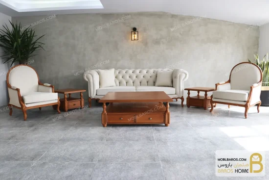 ست مبلمان ترکیبی گندم و چستر لمسه کد ۴ خرید مبل باروس 7