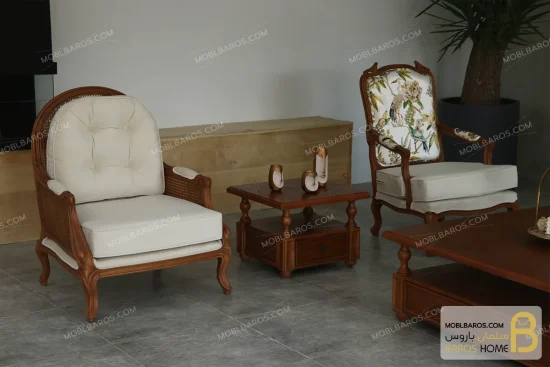 ست مبلمان چوبی نئوکلاسیک راشل پلاس و فرانسوی و روما کد ۳ خرید مبل باروس 9