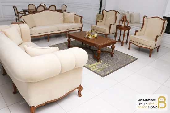 ست مبلمان کلاسیک ترکیبی راشل پلاس و چستر و کویین خرید مبل باروس 1