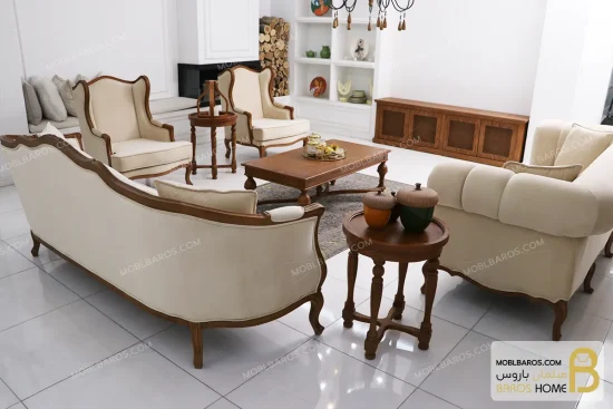 ست مبلمان کلاسیک ترکیبی راشل پلاس و چستر و کویین خرید مبل باروس 3