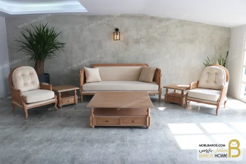 ست مبلمان ۱۰ نفره نئوکلاسیک ترکیبی گندم و کاجی و روما خرید مبل باروس 10