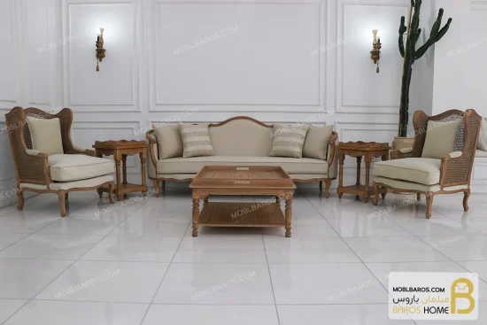 مبلمان نئوکلاسیک جدید جورجیا و مبل تک‌نفره روما و کویین خرید مبل باروس 13