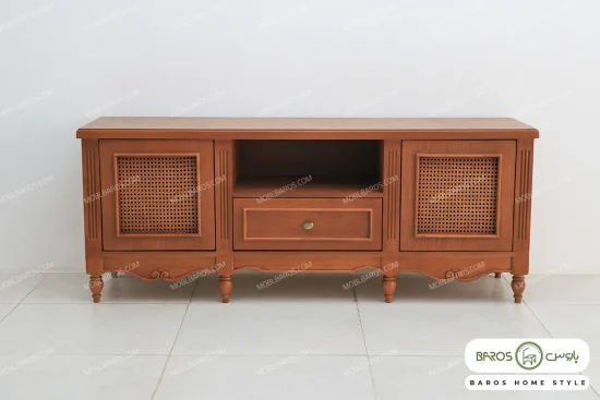 میز تلویزیون چوبی کلاسیک حصیری جدید حدیث خرید باروس 659 (1)