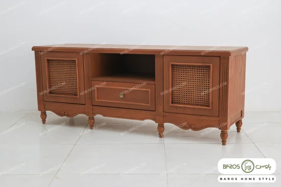 میز تلویزیون چوبی کلاسیک حصیری جدید حدیث خرید باروس 659 (2)
