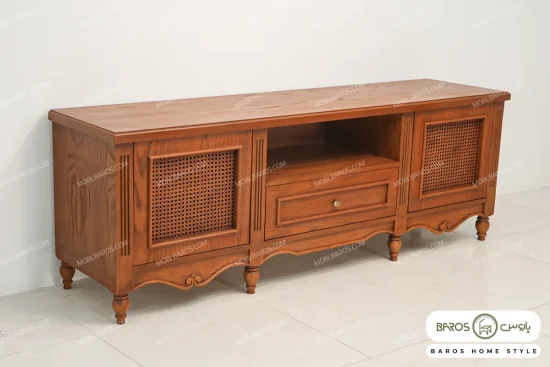 میز تلویزیون چوبی کلاسیک حصیری جدید حدیث خرید باروس 789 (1)