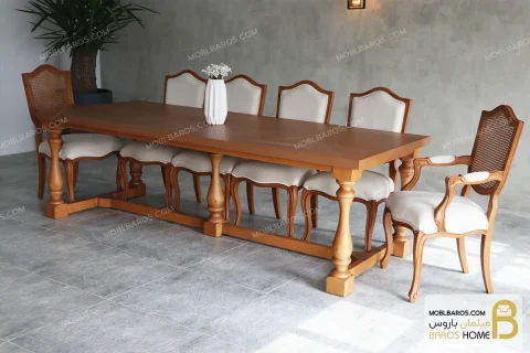 میز ناهارخوری چوبی و نئوکلاسیک ۱۰ نفره راشل خرید مبل باروس 8