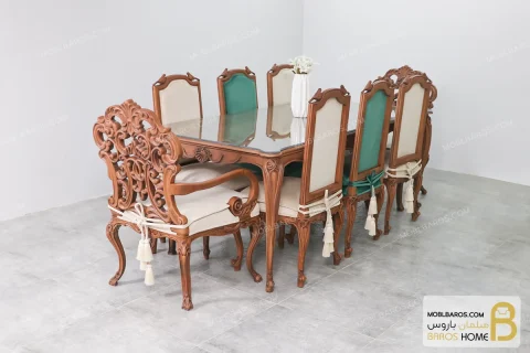 میز ناهارخوری کلاسیک منبتی کینگ کد ۲ خرید مبل باروس 11 4