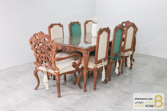 میز ناهارخوری کلاسیک منبتی کینگ کد ۲ خرید مبل باروس 11 4
