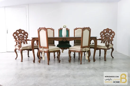 میز ناهارخوری کلاسیک منبتی کینگ کد ۲ خرید مبل باروس 11 6