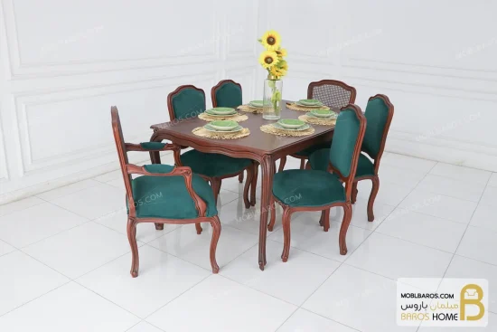 میز ناهارخوری کلاسیک و چوبی مدل ابزاری فرانسوی کد ۳ خرید مبل باروس 11 3