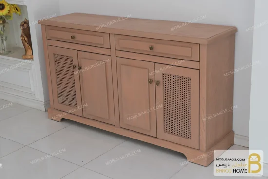 میز کنسول چوبی و کلاسیک مدل راشل حصیری خرید کنسول باروس 45 (3)