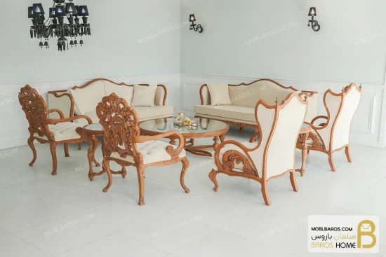 ست مبلمان نئوکلاسیک و سلطنتی ۱۰ نفره کینگ خرید مبل باروس 11 2