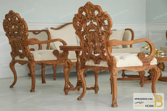 ست مبلمان نئوکلاسیک و سلطنتی ۱۰ نفره کینگ خرید مبل باروس 11 3