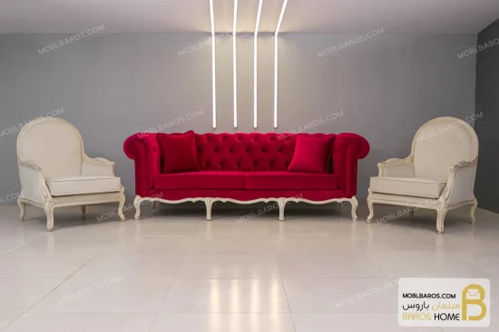 ست مبلمان کلاسیک ترکیبی مدل راشل پلاس و چستر کد ۵ خرید مبل باروس 11 10