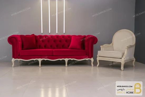 ست مبلمان کلاسیک ترکیبی مدل راشل پلاس و چستر کد ۵ خرید مبل باروس 11 11