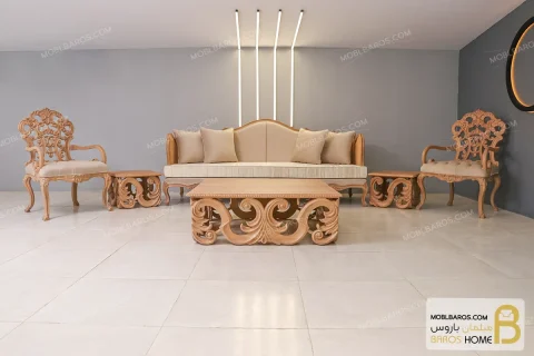مبلمان کلاسیک و سلطنتی ۱۰ نفره کینگ و کویین خرید مبل باروس 11 16