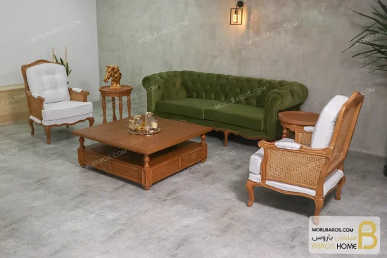مبلمان ۵ نفره ترکیبی کلاسیک و راحتی جورجیا و فرانسوی خرید مبل باروس 11 2