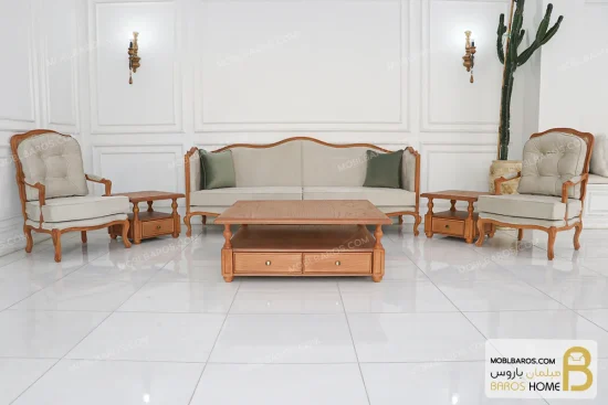مبلمان ۸ نفره کلاسیک گندم و مبل جورجیا چستر خرید مبل باروس 11 2