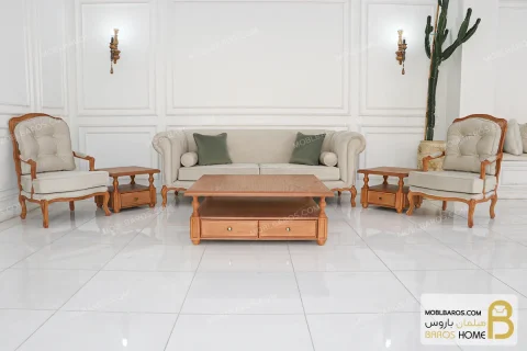 مبلمان ۸ نفره کلاسیک گندم و مبل جورجیا چستر خرید مبل باروس 11 3