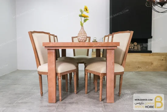 میز ناهارخوری چوبی کلاسیک نیلای با صندلی کارن خرید مبل باروس 11 3