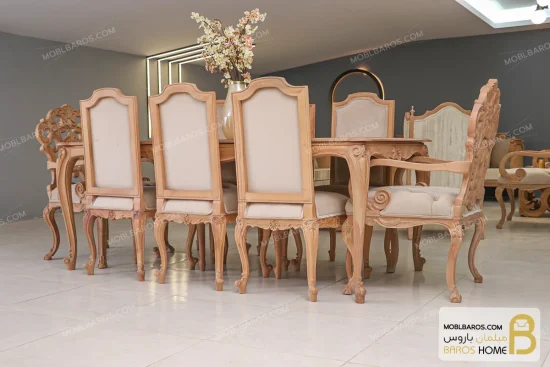 میز ناهارخوری کلاسیک منبتی کینگ کد ۳ خرید مبل باروس 11 3
