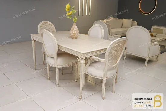 میز ناهارخوری کلاسیک و غذاخوری چوبی مدل لویی طرح گل کد۲ خرید مبل باروس 11 2
