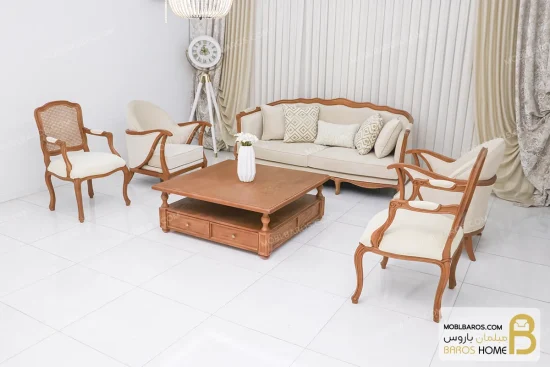 مبل کلاسیک ساده و ظریف ۷ نفره فرانسوی راشل و پیکو خرید مبل باروس 11 1