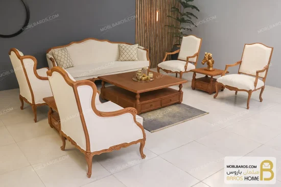 مبل کلاسیک و چوبی ۷ نفره راشل پلاس و مبل روتی خرید مبل باروس 112 2