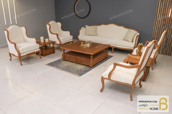مبل کلاسیک و چوبی ۷ نفره راشل پلاس و مبل روتی خرید مبل باروس 112 3